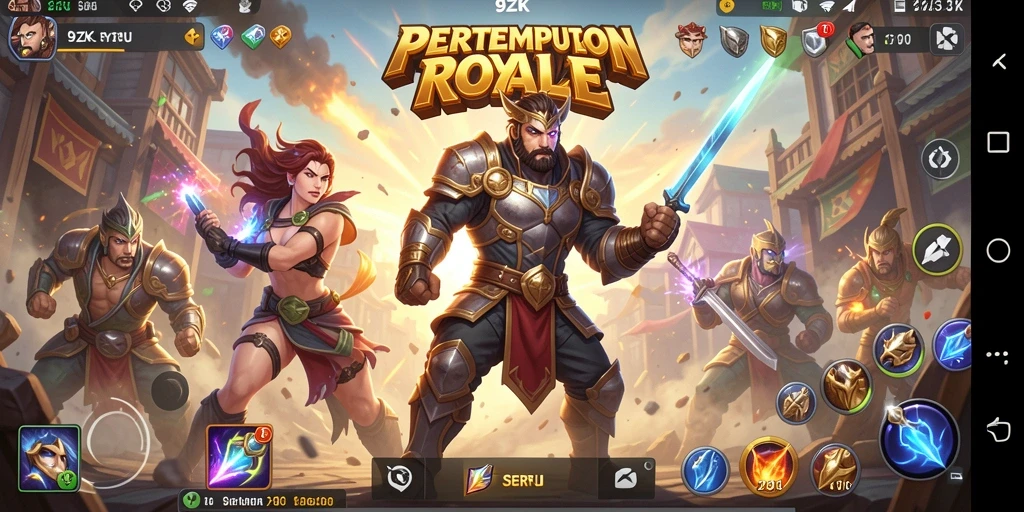 Tampilan screenshot 9ZK menunjukkan aksi pertempuran seru di arena Battle Royale.