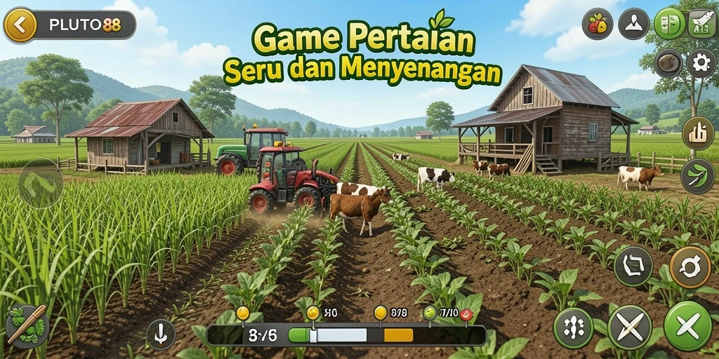Gameplay menarik dalam PLUTO88 yang menunjukkan pertanian aktif.