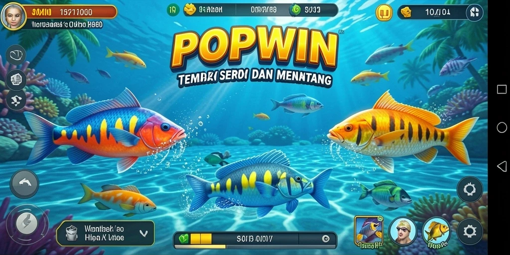 Tampilan utama gameplay Tembak Ikan di POPWIN yang memukau.