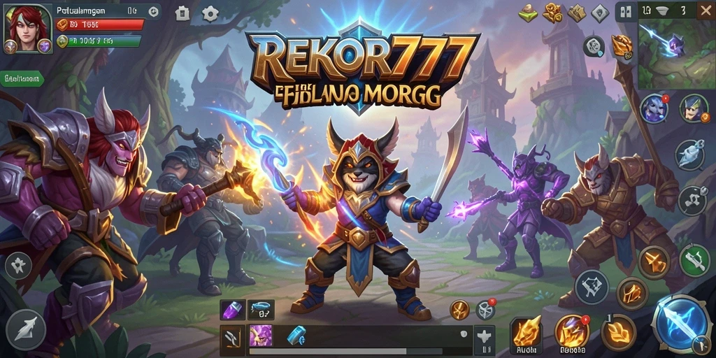 Screenshot gameplay REKOR777 menampilkan pertarungan epik di dunia MMORPG.