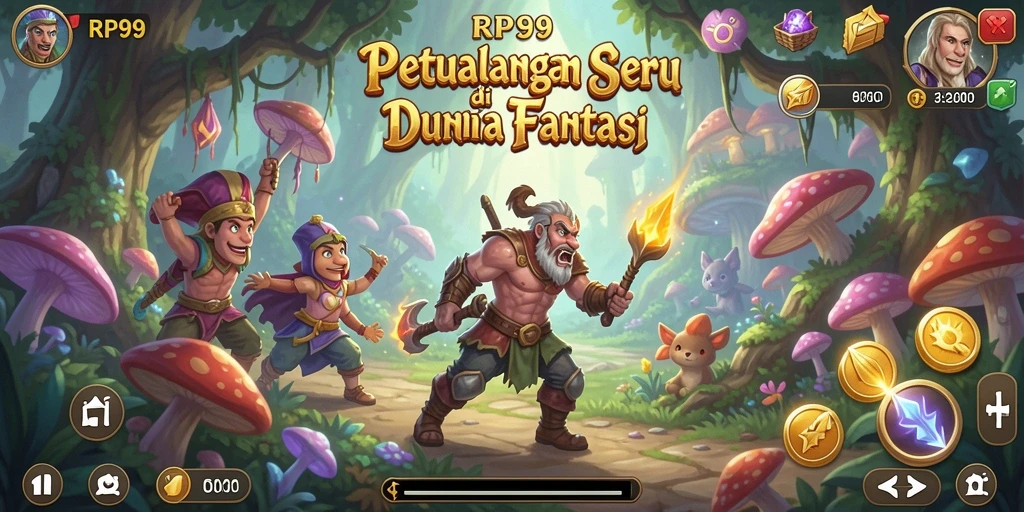 Tampilan screenshot menunjukkan eksplorasi dunia fantastis RP99.