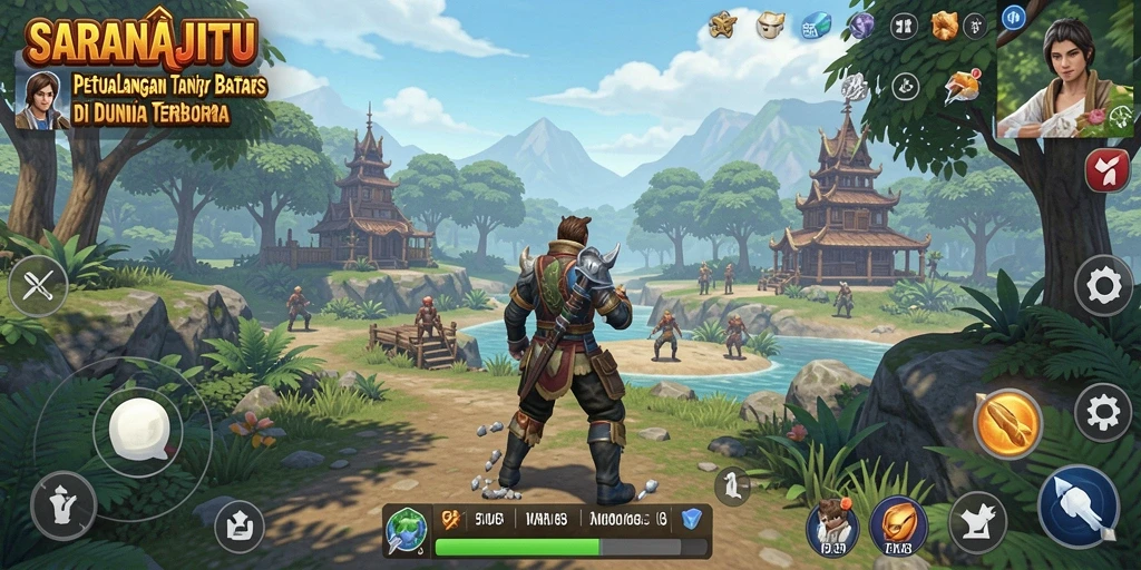 Tampilan gameplay yang menakjubkan dalam SARANAJITU di dunia terbuka.